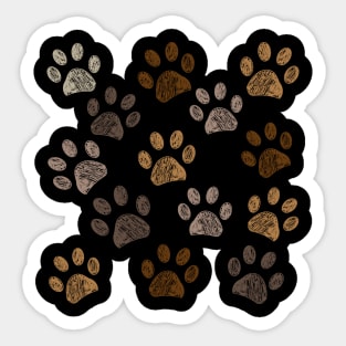 Brown colored paw print background Sticker